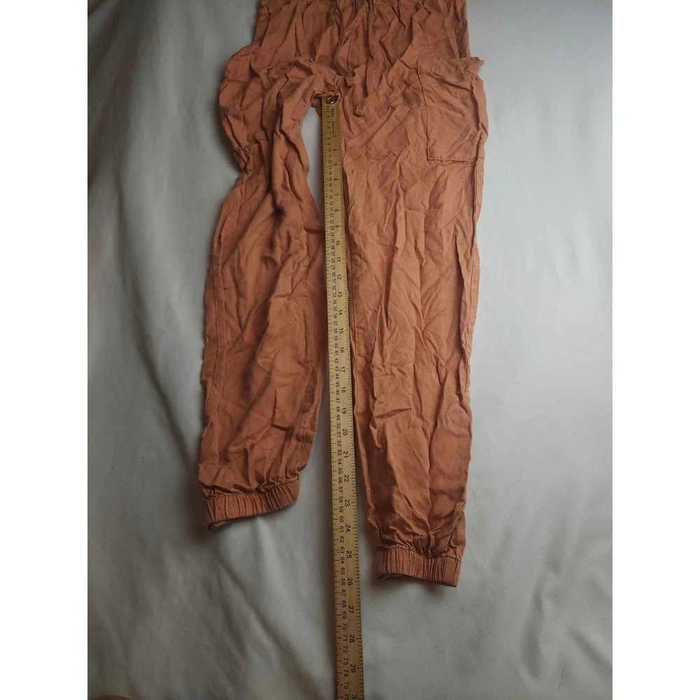 Indigo Rein Womens Terracotta Orange Chambray Jogger Pants Drawstring Size Small
